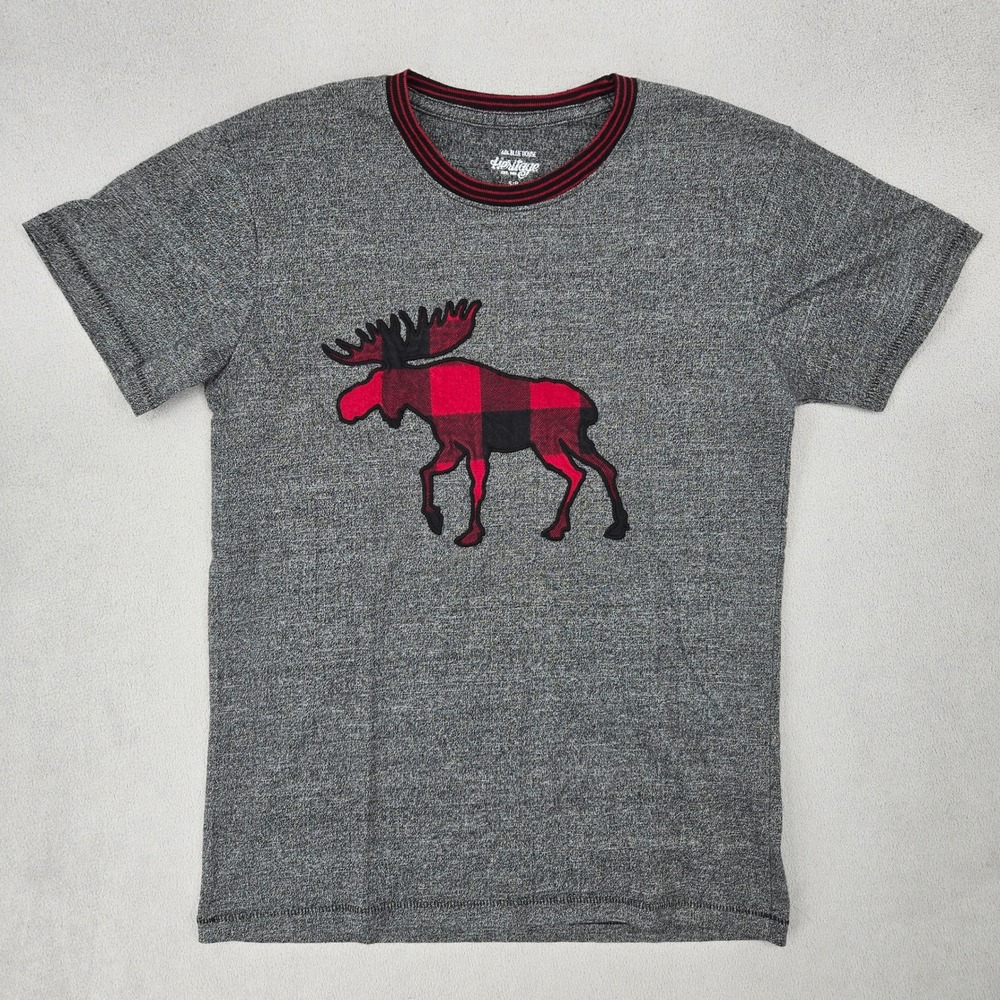 Little Blue House Small T-Shirt Mens Heritage Cabin Moose Heather Grey